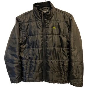 Snozu Performance Boys Black Puffer Jacket Full Zip Quilted Youth Large 14/16